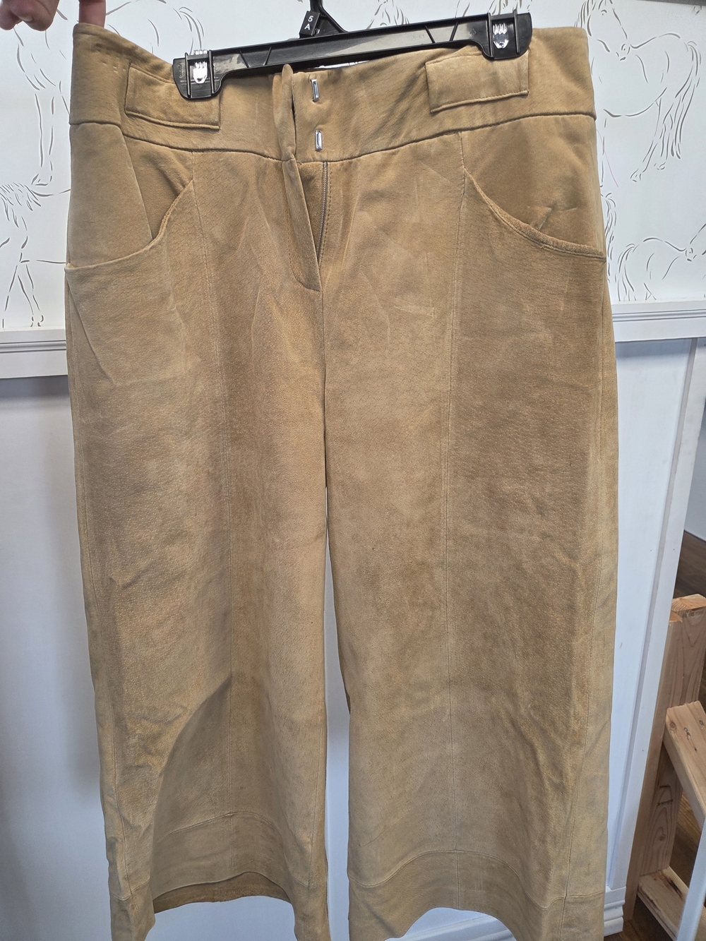 Genuine LEATHER Margaret GODFREY pant - Wide-Leg Suede-Look Pants in Tan